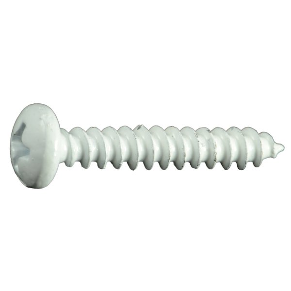 Midwest Fastener Sheet Metal Screw, #8 x 1 in, White Steel Pan Head Phillips Drive, 35 PK 35968